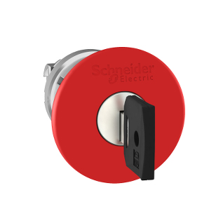 Schneider Electric 22mm Operator - Non-Illuminated E-Stop; Red Mushroom - 40mm; Standard - Metal; w/out Contacts; Key-to-Reset - Trigger Action